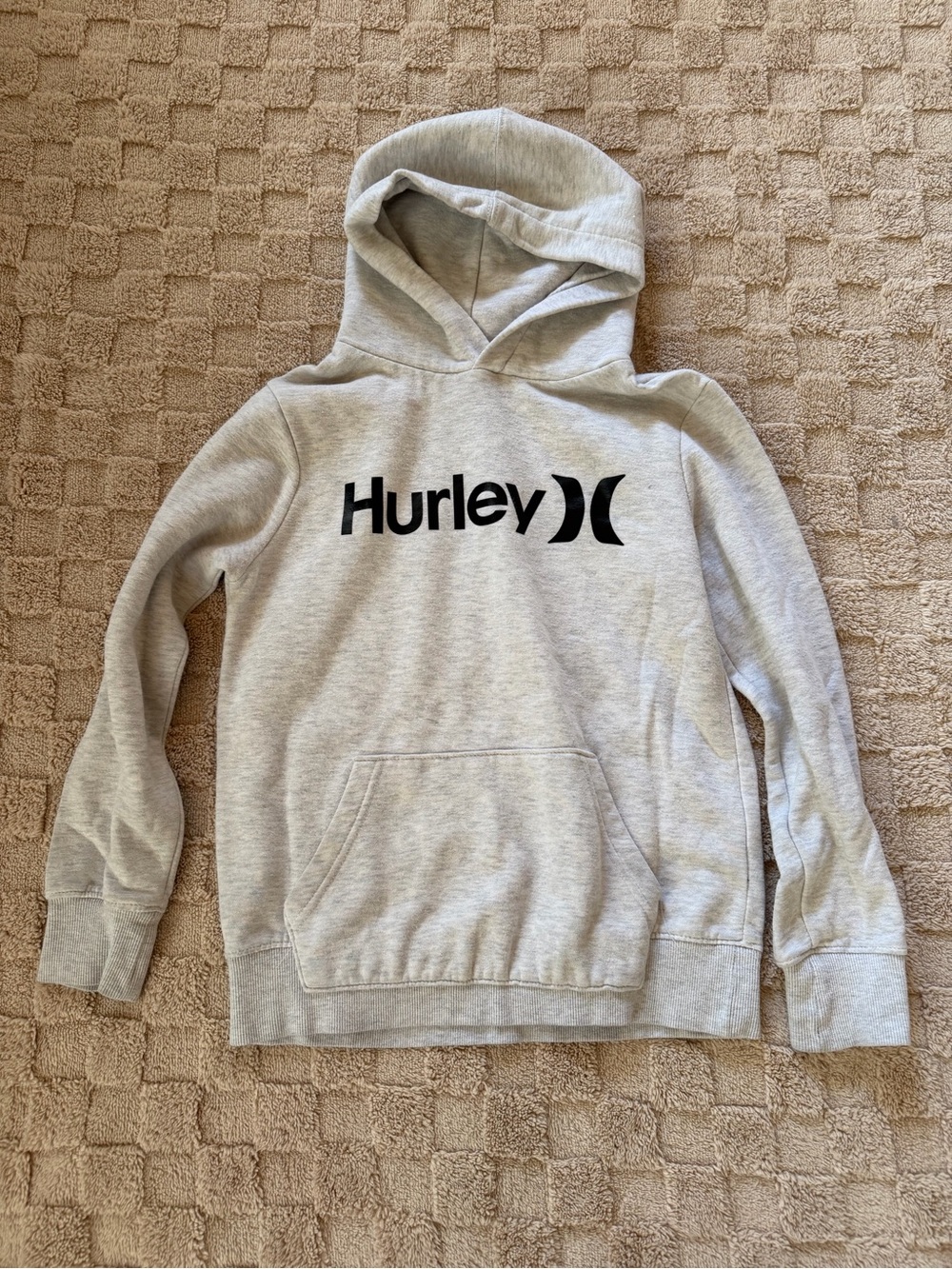 Hurley Boys Medium Gray Logo Pullover Hoodie Sweatshirt
